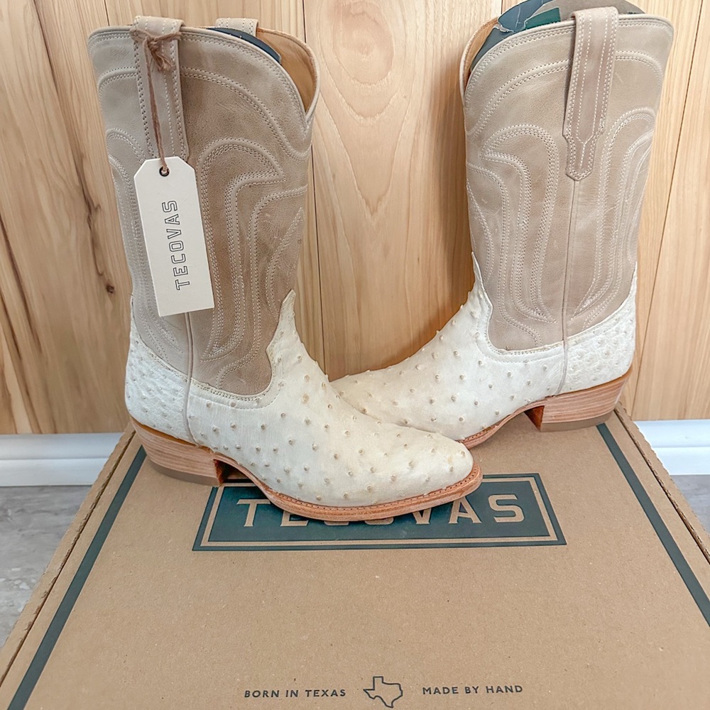 Brand New Tecovas Women's Tan and Cream Western Boots - Picture 4 of 10